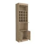 24 Inch Natural Bar Cabinet With Modern Storage Shelves