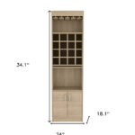 24 Inch Natural Bar Cabinet With Modern Storage Shelves