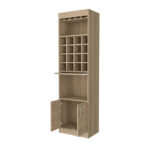 24 Inch Natural Bar Cabinet With Modern Storage Shelves