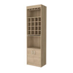 24 Inch Natural Bar Cabinet With Modern Storage Shelves