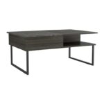 41 Inch Gray Onyx Lift Top Coffee Table With Shelves