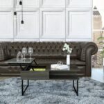 41 Inch Gray Onyx Lift Top Coffee Table With Shelves