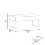 41 Inch Gray Onyx Lift Top Coffee Table With Shelves