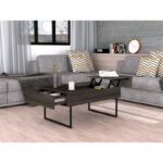 39 Inch Espresso Black Lift Top Coffee Table With Drawer