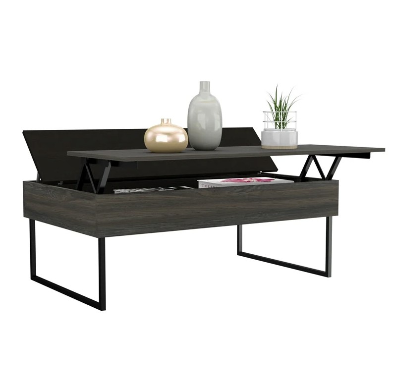 49 Inch Espresso Black Metal Lift Top Coffee Table 4 49 Inch Espresso Black Metal Lift Top Coffee Table - Image 4