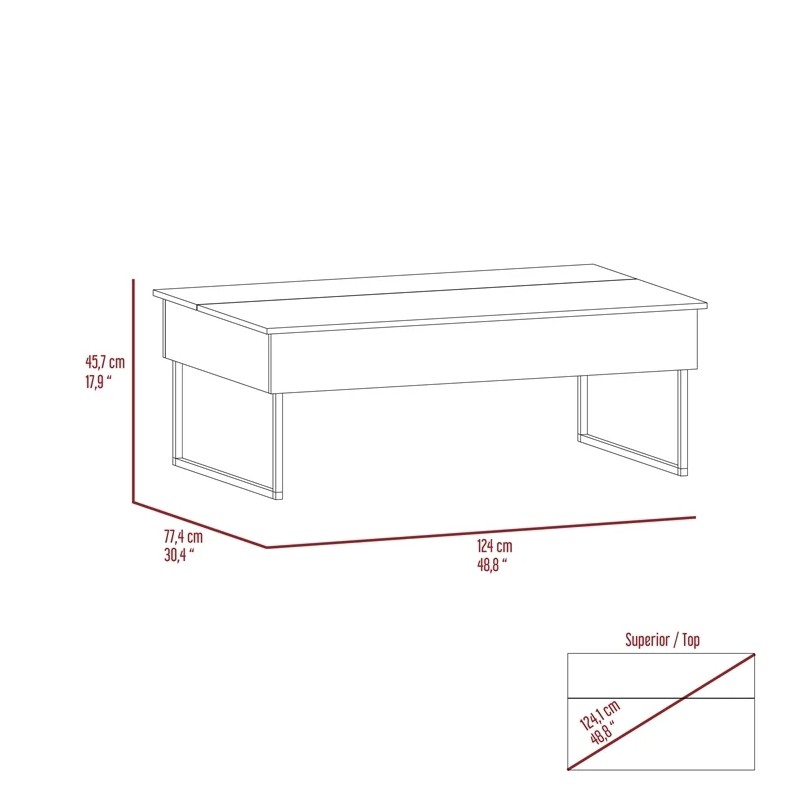 49 Inch Espresso Black Metal Lift Top Coffee Table 6 49 Inch Espresso Black Metal Lift Top Coffee Table - Image 6