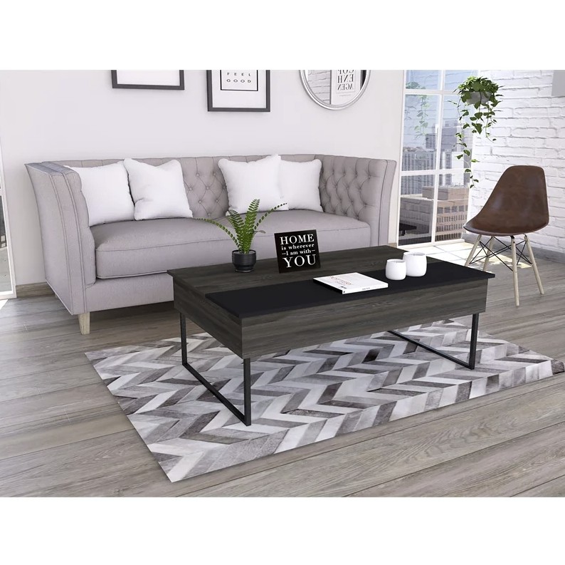 49 Inch Espresso Black Metal Lift Top Coffee Table 3 49 Inch Espresso Black Metal Lift Top Coffee Table - Image 3