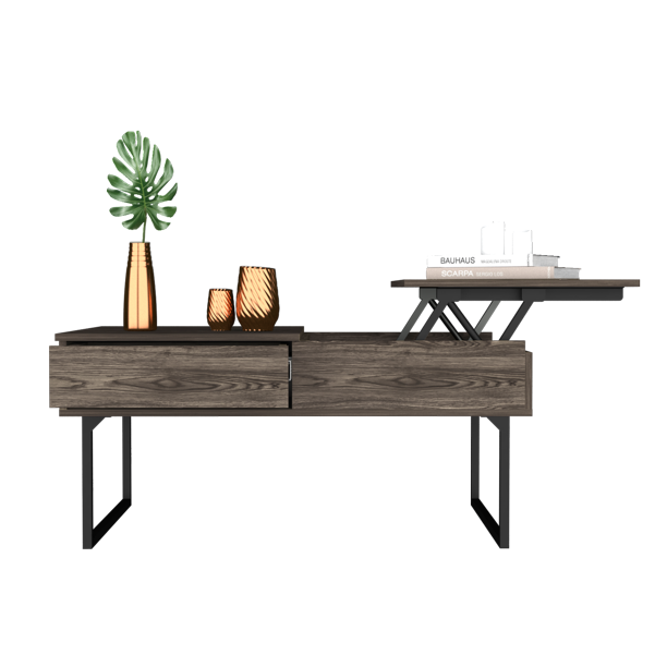 40 Inch Dark Brown Black Metal Lift Top Coffee Table 3 40 Inch Dark Brown Black Metal Lift Top Coffee Table - Image 3