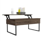 41-Inch Dark Brown Black Metal Lift Top Coffee Table 18 41-Inch Dark Brown Black Metal Lift Top Coffee Table