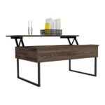 41-Inch Dark Brown Black Metal Lift Top Coffee Table 16 41-Inch Dark Brown Black Metal Lift Top Coffee Table