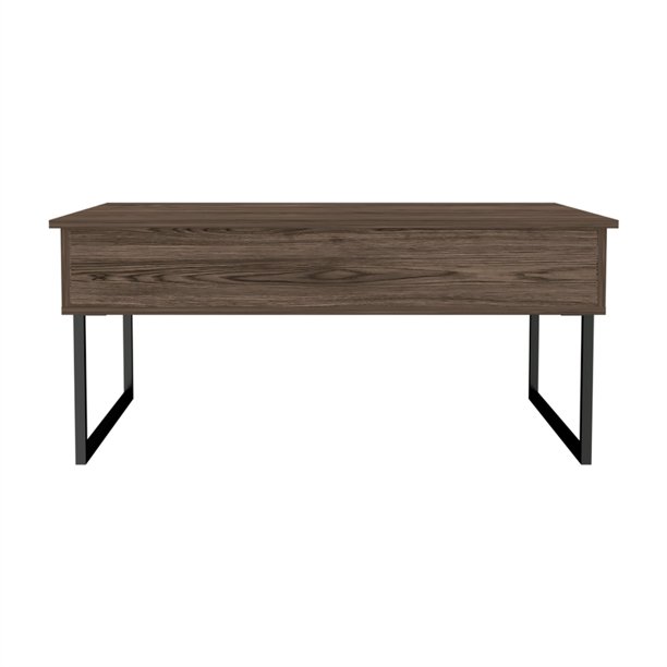 41-Inch Dark Brown Black Metal Lift Top Coffee Table 4 41-Inch Dark Brown Black Metal Lift Top Coffee Table - Image 4