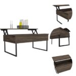 41-Inch Dark Brown Black Metal Lift Top Coffee Table 17 41-Inch Dark Brown Black Metal Lift Top Coffee Table