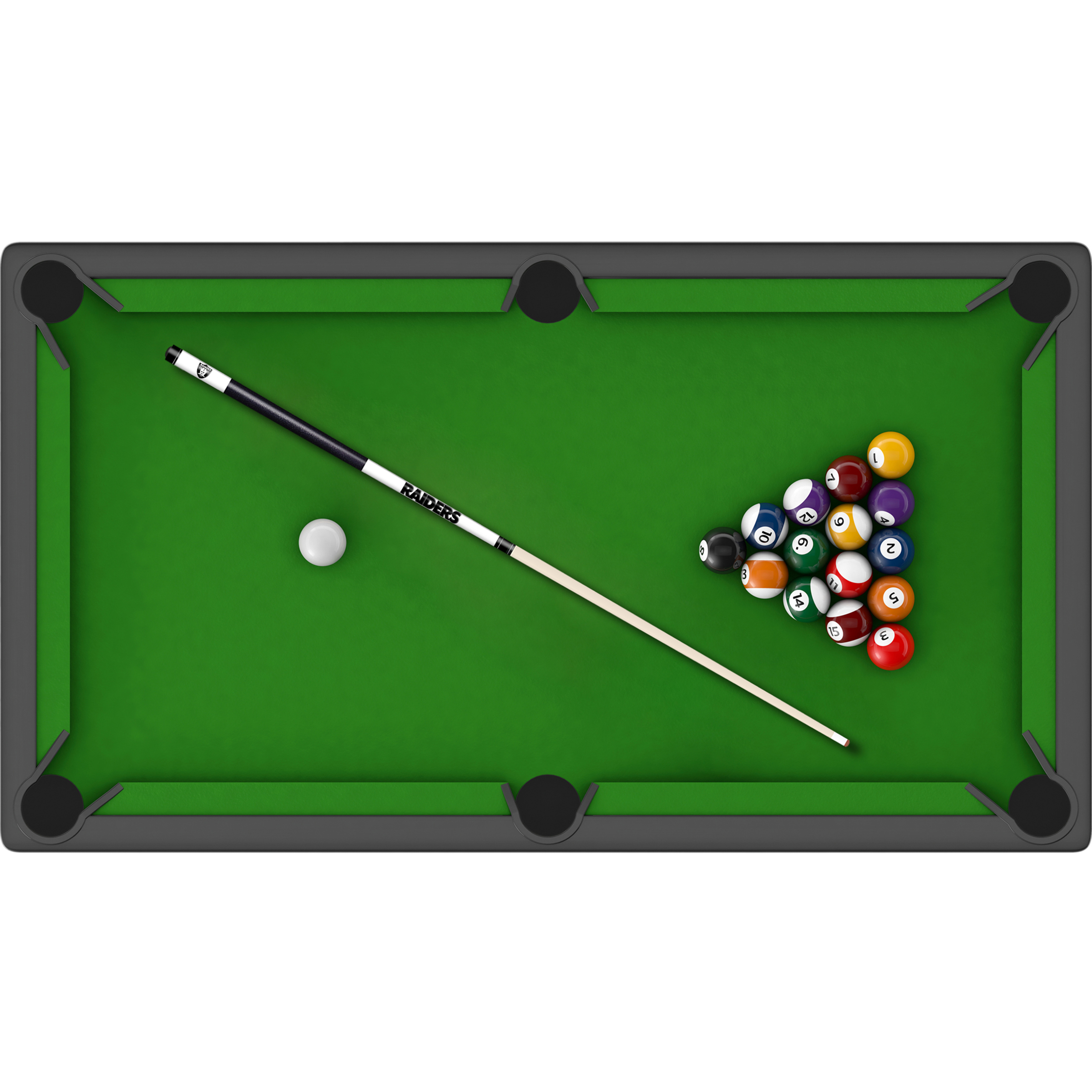 raiders laser etched maple billiard cue with linen wrap
