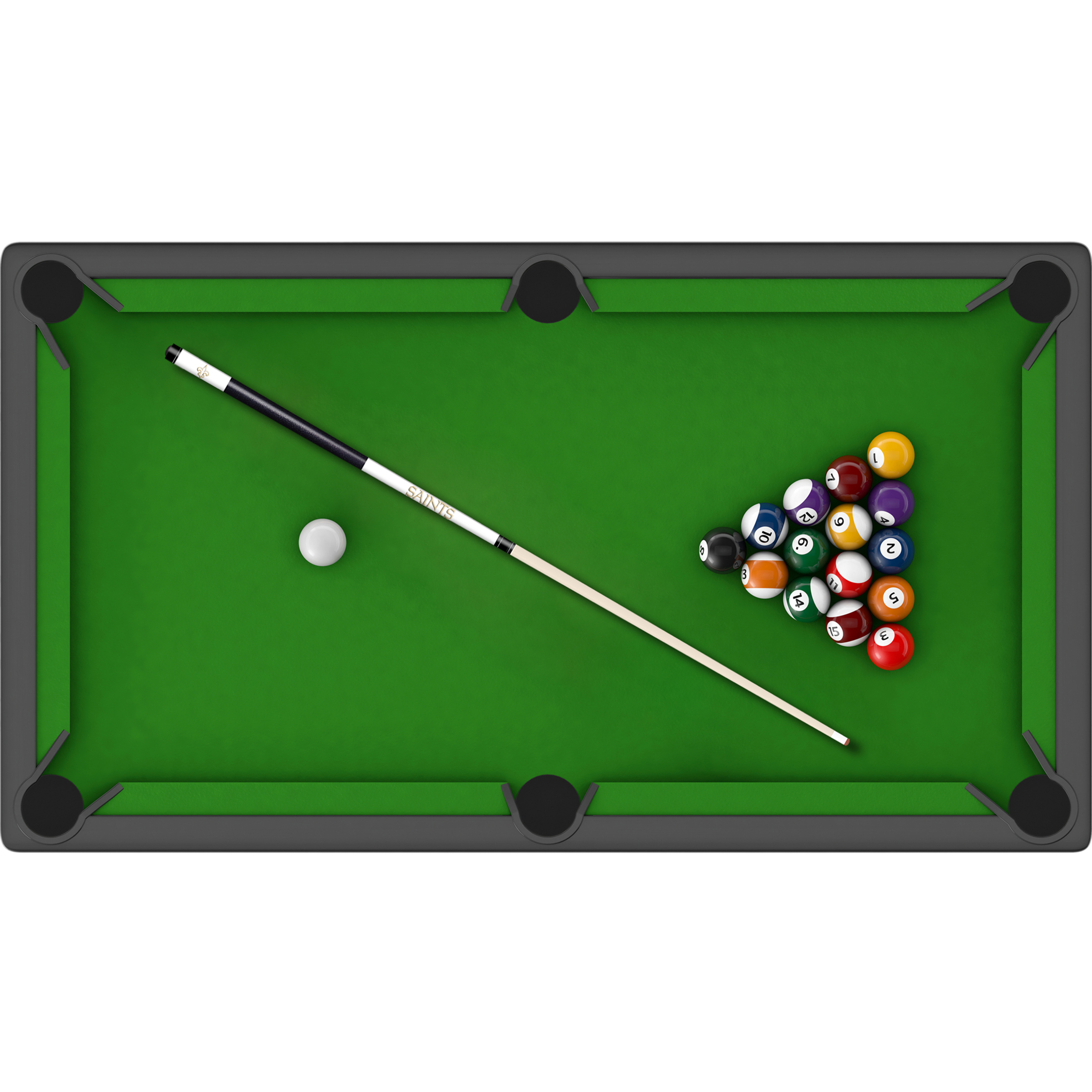 saints laser etched maple billiard cue with linen wrap