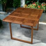 45" Brown Solid Wood Folding Outdoor Teak Side Table