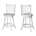 23 Inch Gray Faux Leather Swivel Bar Stools with Backs (Set of 2)