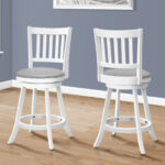 23 Inch Gray Faux Leather Swivel Bar Stools with Backs (Set of 2)
