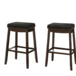 30 Inch Black and Espresso Backless Bar Stools (Set of 2)