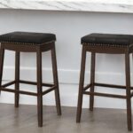 30 Inch Black and Espresso Backless Bar Stools (Set of 2)