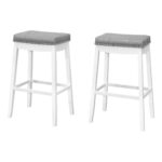 30 Inch Gray and White Faux Leather Bar Stools (Set of 2)