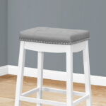 30 Inch Gray and White Faux Leather Bar Stools (Set of 2)