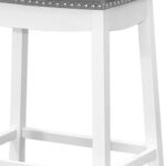 30 Inch Gray and White Faux Leather Bar Stools (Set of 2)