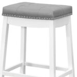 30 Inch Gray and White Faux Leather Bar Stools (Set of 2)