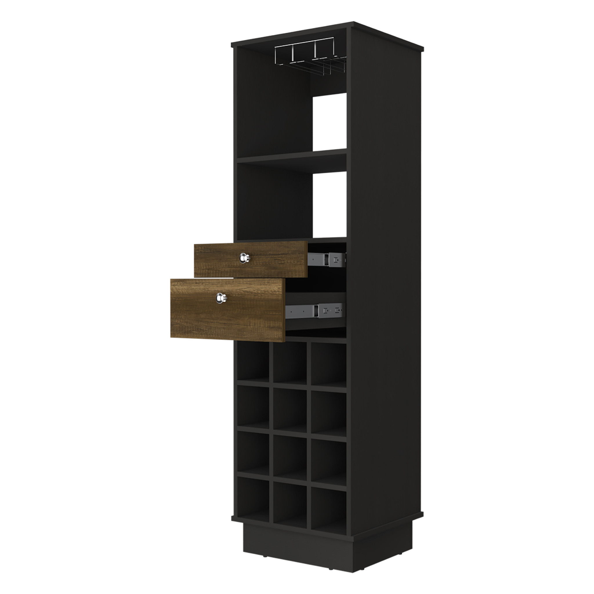 18-Inch Black Traditional Bar Cabinet With Drawers and Shelves 7 18-Inch Black Traditional Bar Cabinet With Drawers and Shelves