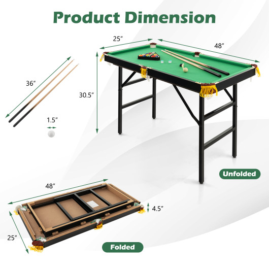 Foldable 47 Inch Billiard Table with Accessories for Kids - Image 5