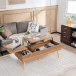 47 Inch Split Lift-Top Coffee Table with Hidden Storage