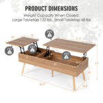 47 Inch Split Lift-Top Coffee Table with Hidden Storage