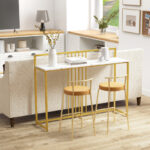 47 Inch Faux Marble Console Table with Gold Metal Frame