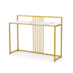 47 Inch Faux Marble Console Table with Gold Metal Frame