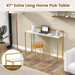 47 Inch Faux Marble Console Table with Gold Metal Frame