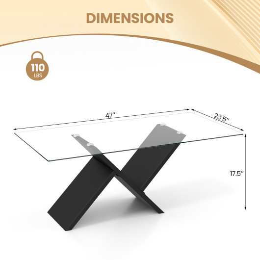 Modern Glass Coffee Table with Tempered Top and Rubber Wood Frame - Image 5