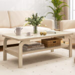 Mid-Century Wood Coffee Table with Storage for Living Room