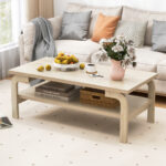 Mid-Century Wood Coffee Table with Storage for Living Room