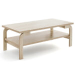 Mid-Century Wood Coffee Table with Storage for Living Room
