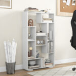 Geometric 47 Inch Tall Bookshelf with Open Shelves