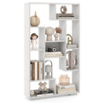 Geometric 47 Inch Tall Bookshelf with Open Shelves