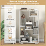 Geometric 47 Inch Tall Bookshelf with Open Shelves