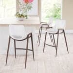 White Walnut Faux Leather Mid-Century Modern Counter Stool (Set of 2)