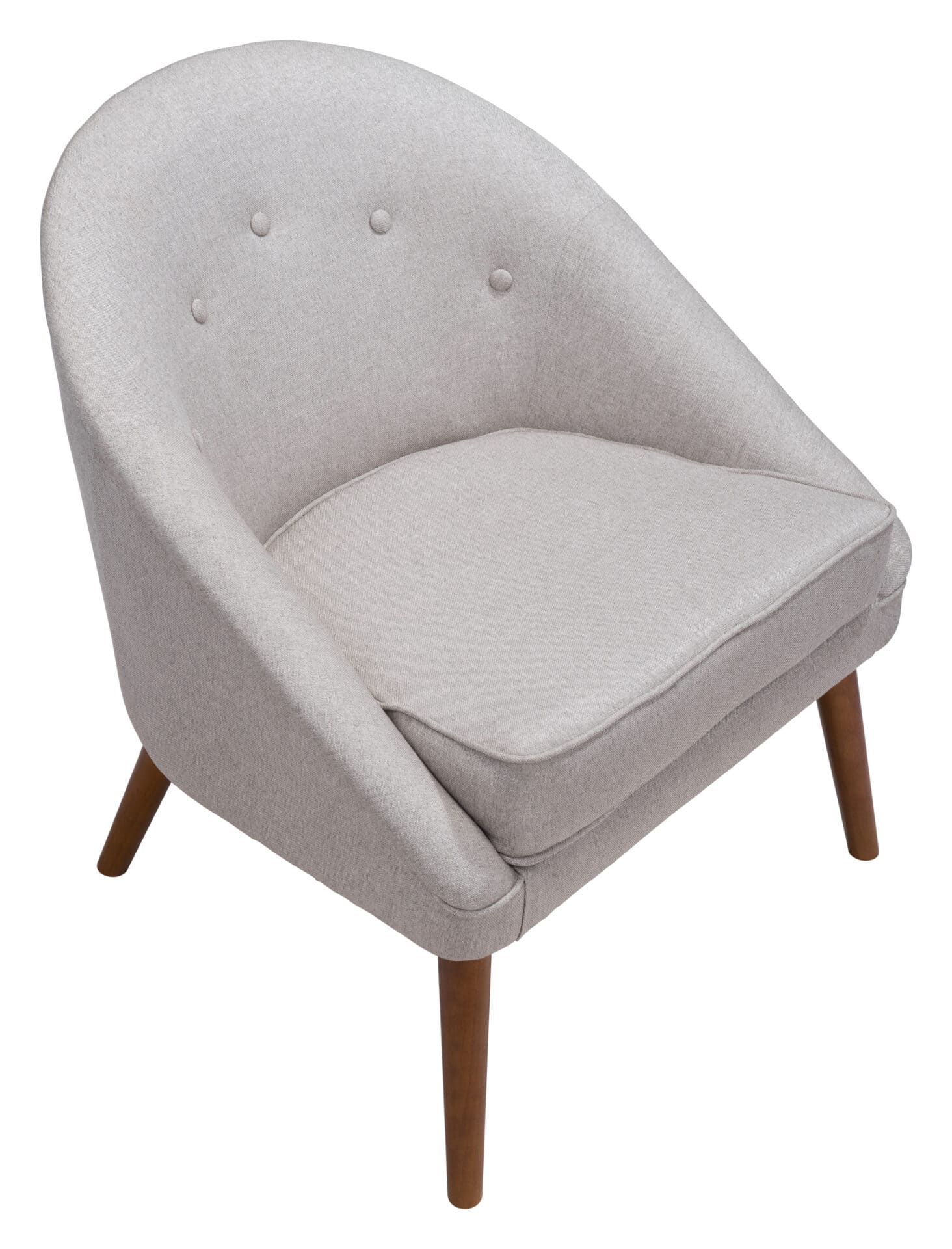 Retro Modern Beige Accent Chair with Tufted Upholstery and Wood Legs 7 Retro Modern Beige Accent Chair with Tufted Upholstery and Wood Legs - Image 7