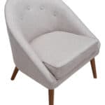 Retro Modern Beige Accent Chair with Tufted Upholstery and Wood Legs 16 Retro Modern Beige Accent Chair with Tufted Upholstery and Wood Legs