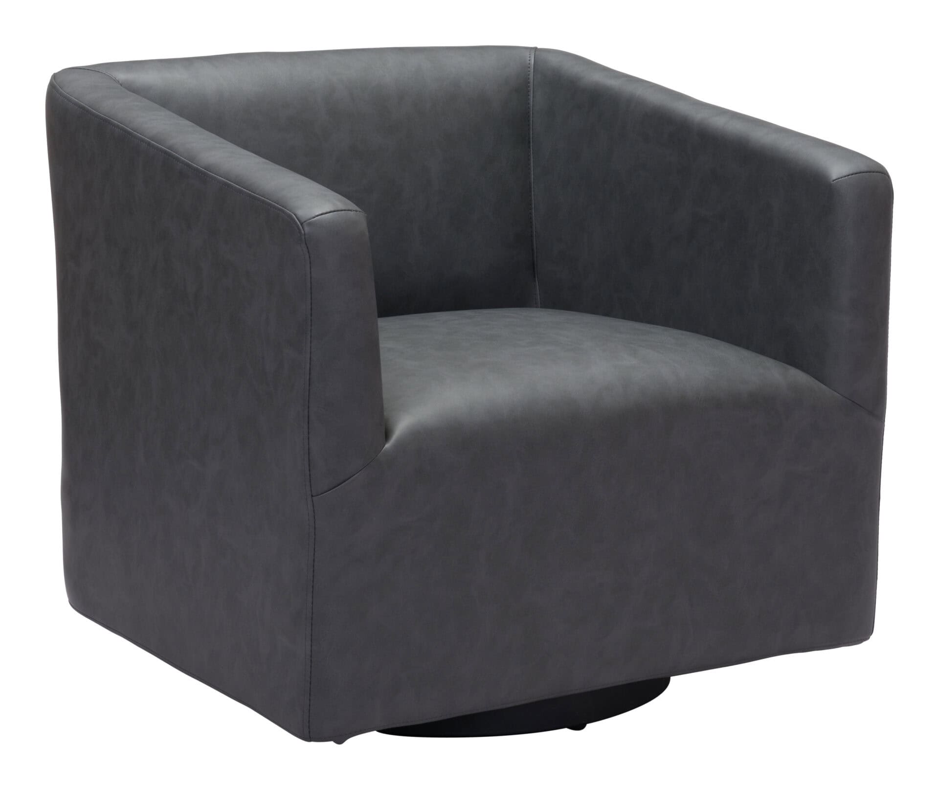 Modern Gray Faux Leather Chair with Steel Legs and Armrests 2 Modern Gray Faux Leather Chair with Steel Legs and Armrests - Image 2