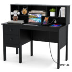 48 Inch Computer Desk with Hutch Drawers and Charging Station 25 48 Inch Computer Desk with Hutch Drawers and Charging Station