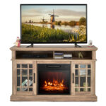 48 Inch Electric Fireplace TV Stand with Storage Cabinets