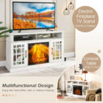 48 Inch Electric Fireplace TV Stand with Storage Cabinets