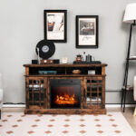 48 Inch Electric Fireplace TV Stand with Storage Cabinets
