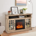 48 Inch Electric Fireplace TV Stand with Storage Cabinets